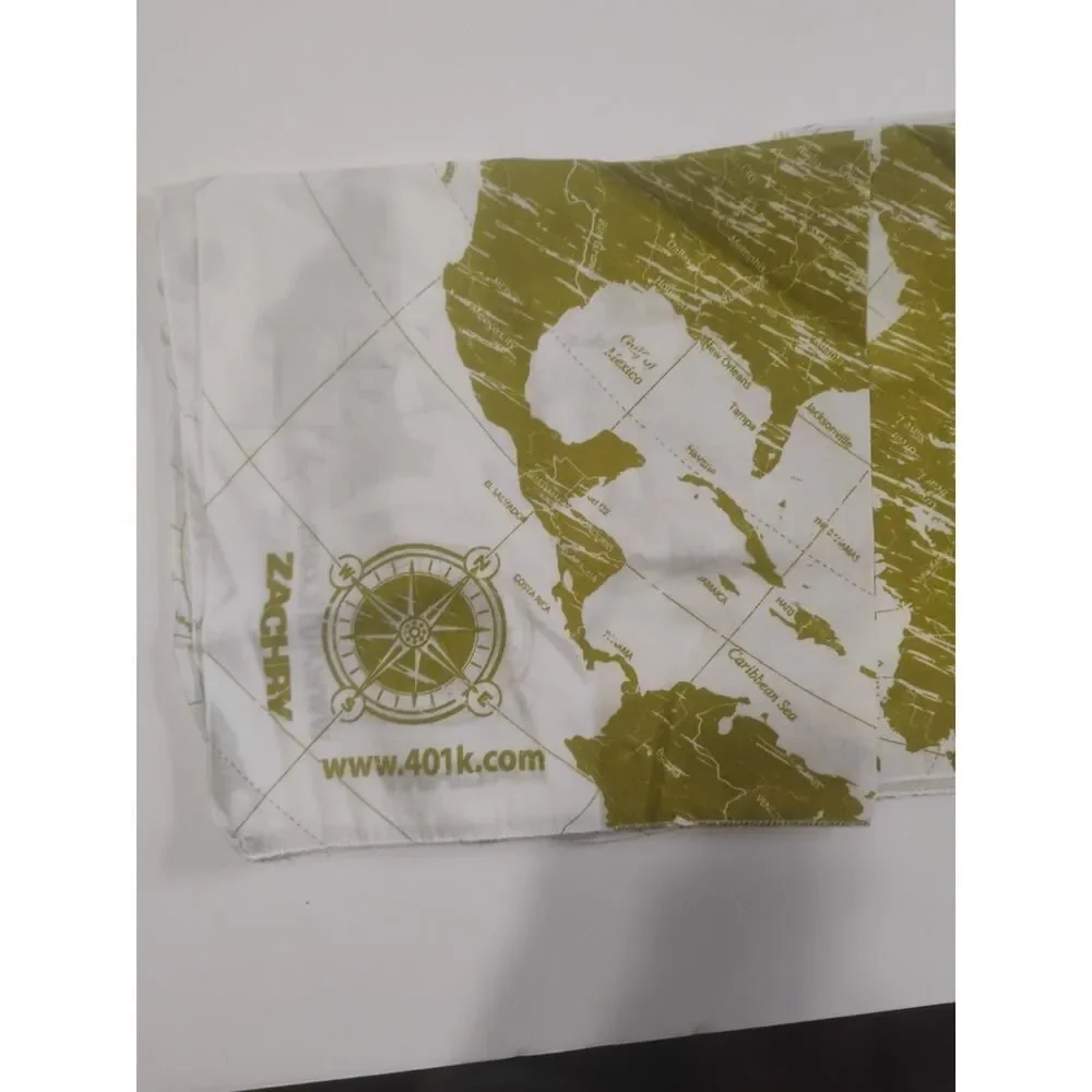 Zachary Map Bandana Lot Of 4 Map Green Design